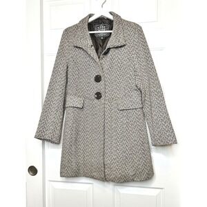 Last Kiss Herringbone Pea Coat XL Wool Blend Mid Length